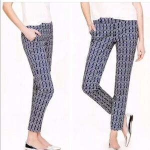 J. Crew Cafe Capri Navy Rope Print Pants Size 6 nautical Beachy Vacation Preppy